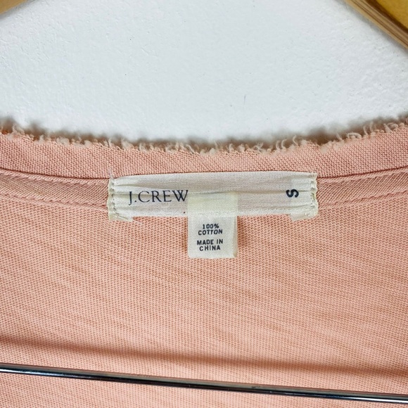 J. Crew Silk Rosette V Neckline Cotton Tee Pink size Small - Picture 4 of 6